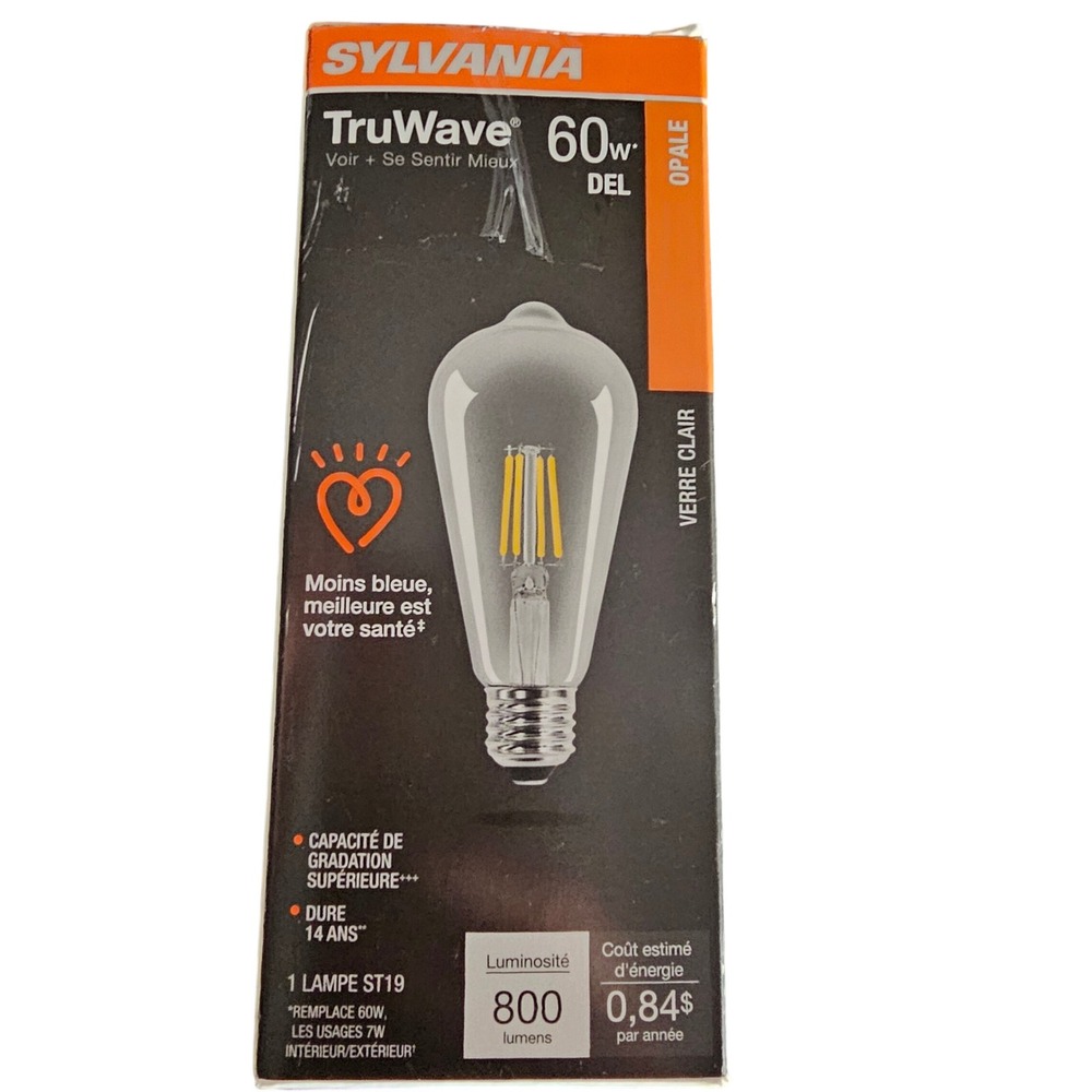 Sylvania TruWave 60W Replacement ST19 LED Bulb Soft White Dimmable Clear Glass - Picture 3 of 4